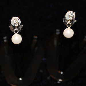 Pearl and Rhinestone Clip on Earrings